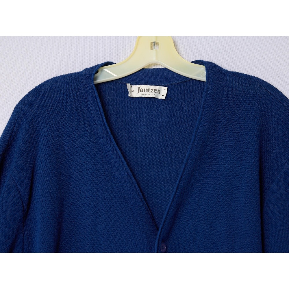 vintage mens cardigan sweater Jantzen blue Medium - Picture 2 of 5